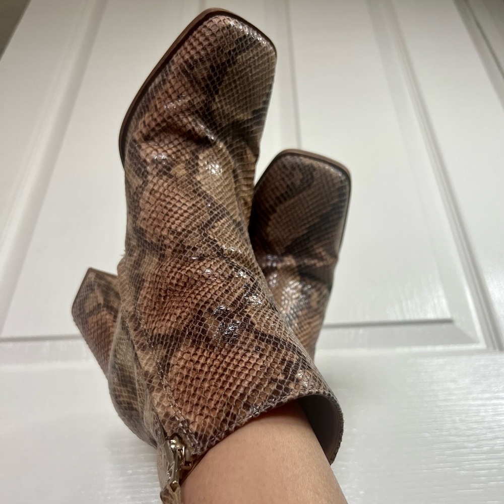 Sam Edelman Circus Snakeskin Square Toe Booties